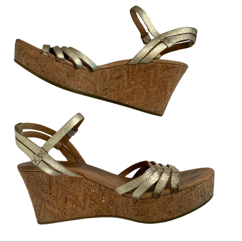 Ugg 10 Brigitte Metallic Wedge Cork Leather Sandal - Picture 2 of 7